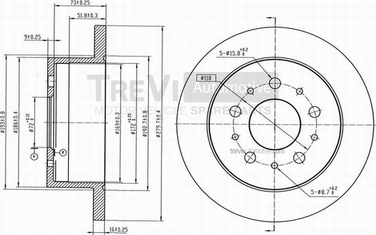 Trevi Automotive BD1039 - Bremžu diski ps1.lv