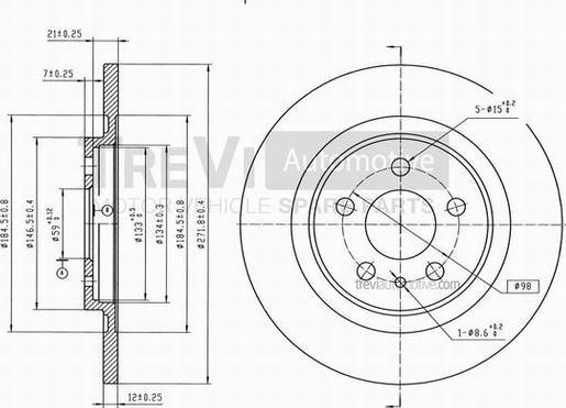 Trevi Automotive BD1038 - Bremžu diski ps1.lv