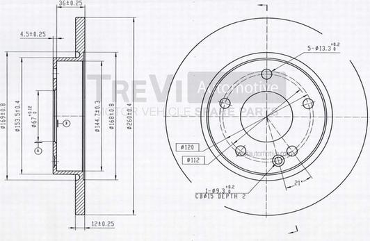 Trevi Automotive BD1033 - Bremžu diski ps1.lv