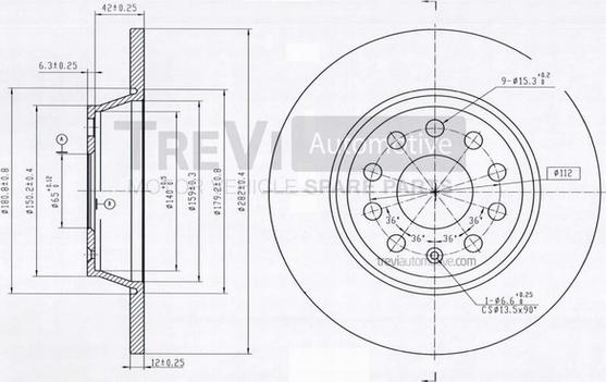 Trevi Automotive BD1073 - Bremžu diski ps1.lv