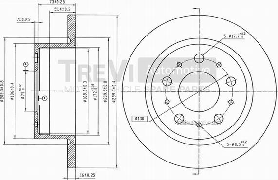 Trevi Automotive BD1077 - Bremžu diski ps1.lv