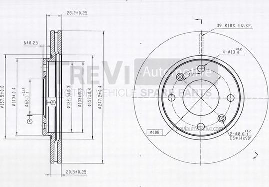 Trevi Automotive BD1195 - Bremžu diski ps1.lv