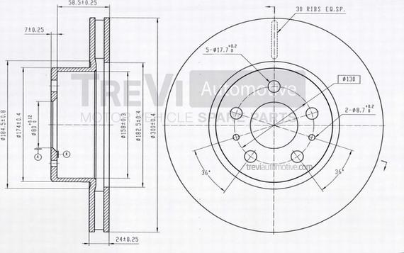 Trevi Automotive BD1196 - Bremžu diski ps1.lv