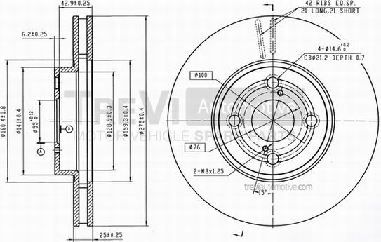 Trevi Automotive BD1190 - Bremžu diski ps1.lv