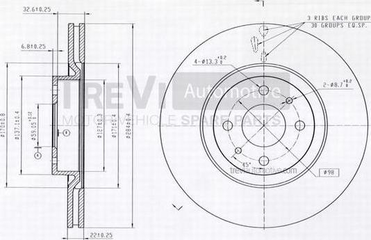 Trevi Automotive BD1198 - Bremžu diski ps1.lv