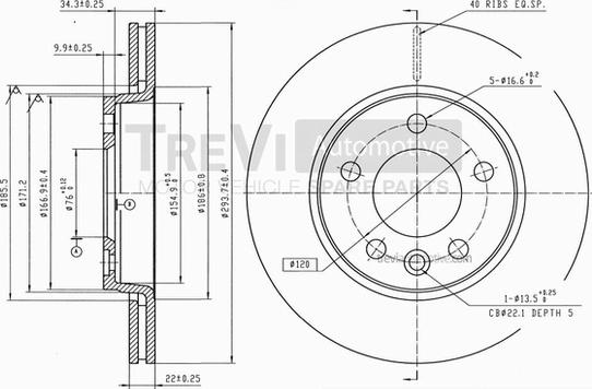 Trevi Automotive BD1193 - Bremžu diski ps1.lv