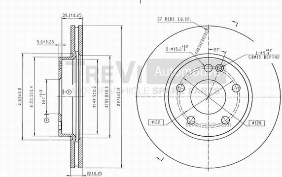 Trevi Automotive BD1148 - Bremžu diski ps1.lv