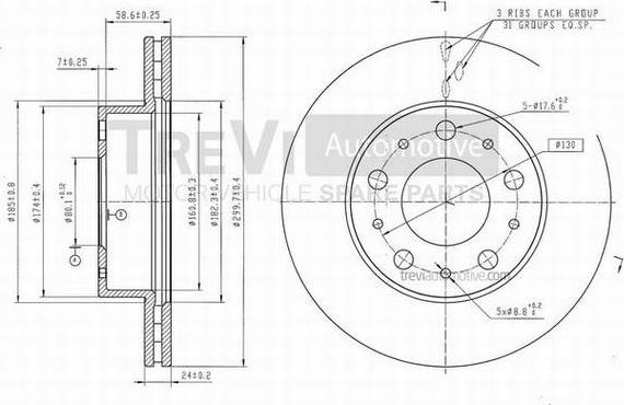 Trevi Automotive BD1158 - Bremžu diski ps1.lv