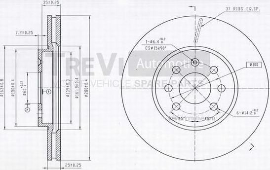 Trevi Automotive BD1169 - Bremžu diski ps1.lv