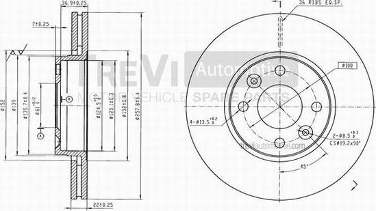 Trevi Automotive BD1165 - Bremžu diski ps1.lv