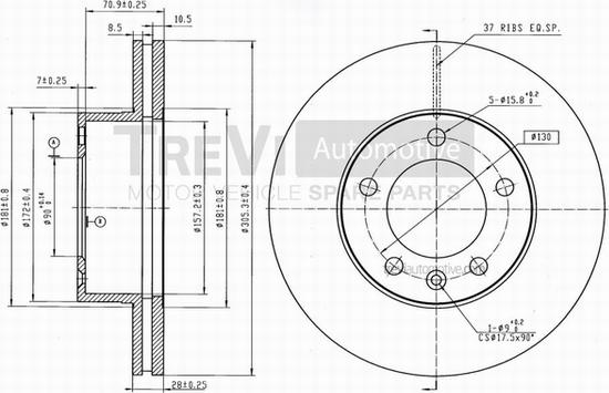 Trevi Automotive BD1166 - Bremžu diski ps1.lv