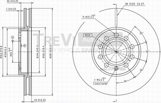 Trevi Automotive BD1168 - Bremžu diski ps1.lv