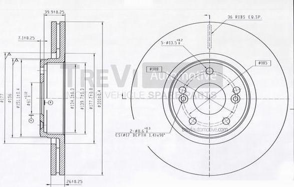 Trevi Automotive BD1163 - Bremžu diski ps1.lv