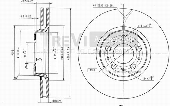 Trevi Automotive BD1167 - Bremžu diski ps1.lv