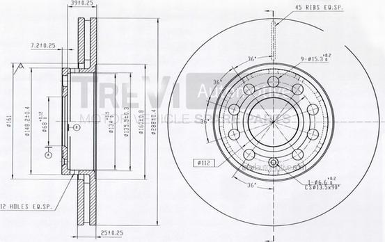 Trevi Automotive BD1102 - Bremžu diski ps1.lv