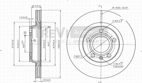 Trevi Automotive BD1119 - Bremžu diski ps1.lv