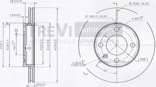 Trevi Automotive BD1110 - Bremžu diski ps1.lv