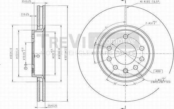 Trevi Automotive BD1180 - Bremžu diski ps1.lv