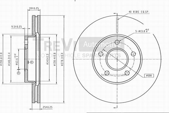 Trevi Automotive BD1183 - Bremžu diski ps1.lv