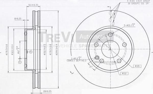 Trevi Automotive BD1138 - Bremžu diski ps1.lv