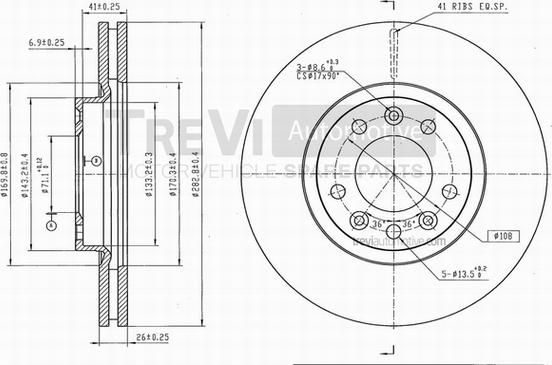 Trevi Automotive BD1137 - Bremžu diski ps1.lv