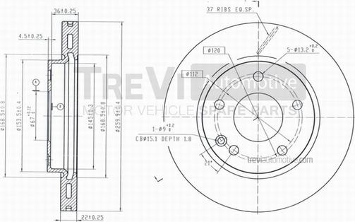 Trevi Automotive BD1120 - Bremžu diski ps1.lv