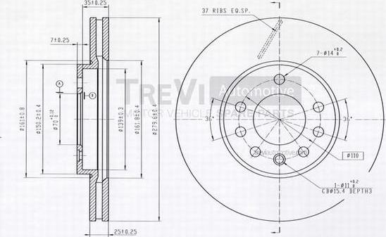 Trevi Automotive BD1123 - Bremžu diski ps1.lv