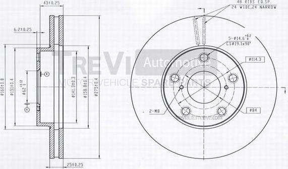 Trevi Automotive BD1174 - Bremžu diski ps1.lv