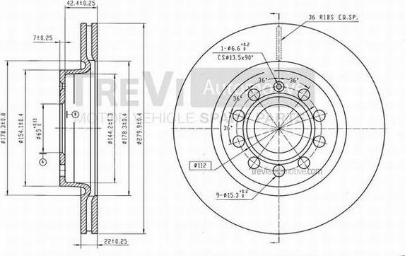 Trevi Automotive BD1172 - Bremžu diski ps1.lv