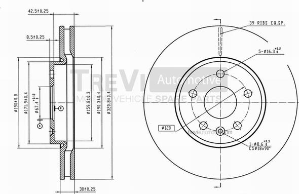 Trevi Automotive BD1248 - Bremžu diski ps1.lv