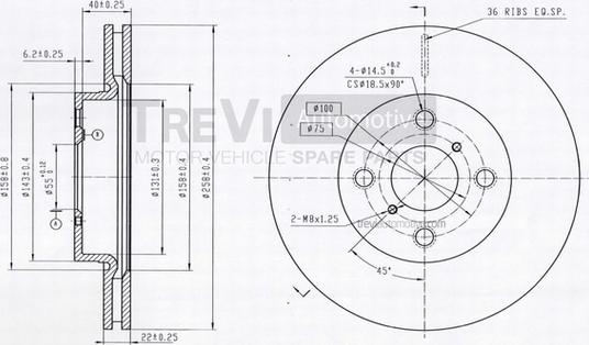 Trevi Automotive BD1243 - Bremžu diski ps1.lv