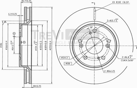 Trevi Automotive BD1242 - Bremžu diski ps1.lv