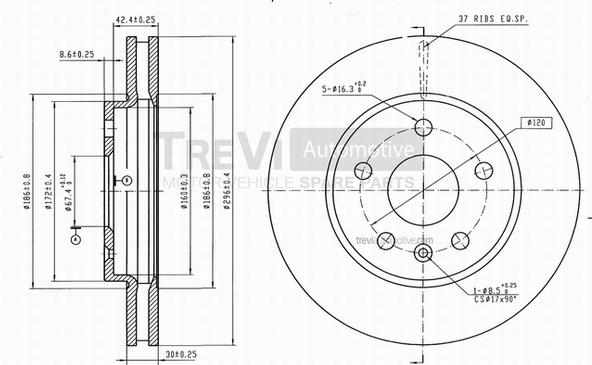 Trevi Automotive BD1247 - Bremžu diski ps1.lv