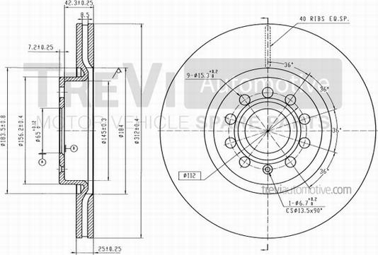 Trevi Automotive BD1203 - Bremžu diski ps1.lv