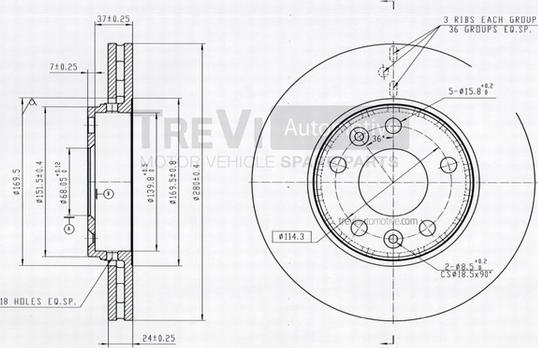 Trevi Automotive BD1235 - Bremžu diski ps1.lv