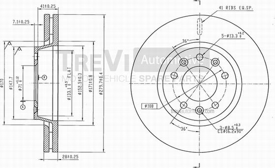 Trevi Automotive BD1223 - Bremžu diski ps1.lv