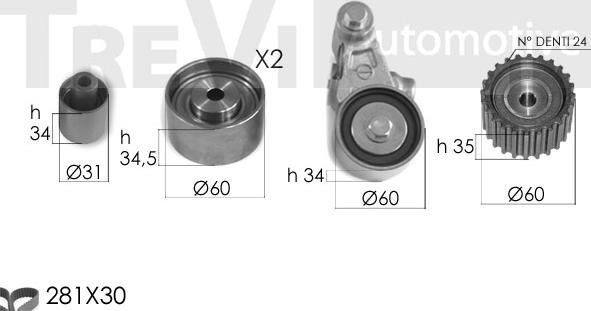 Trevi Automotive KD1454 - Zobsiksnas komplekts ps1.lv