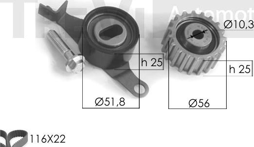 Trevi Automotive KD1042 - Zobsiksnas komplekts ps1.lv