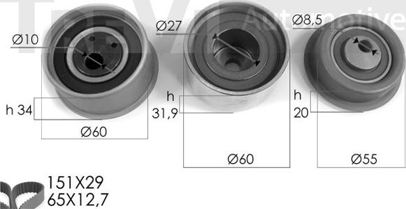 Trevi Automotive KD1034 - Zobsiksnas komplekts ps1.lv