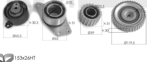 Trevi Automotive KD1197 - Zobsiksnas komplekts ps1.lv