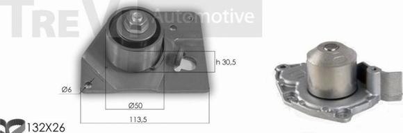 Trevi Automotive KD1273HP - Ūdenssūknis + Zobsiksnas komplekts ps1.lv