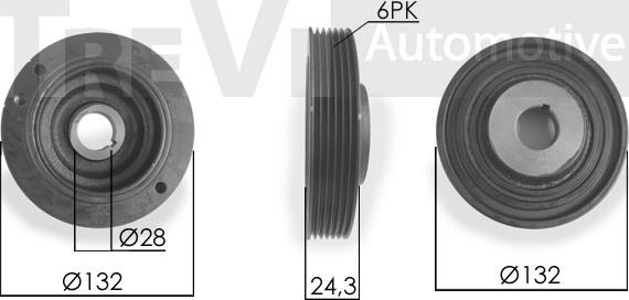 Trevi Automotive PC1058 - Piedziņas skriemelis, Kloķvārpsta ps1.lv