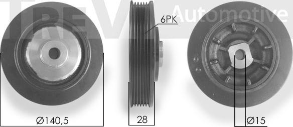 Trevi Automotive PC1052 - Piedziņas skriemelis, Kloķvārpsta ps1.lv