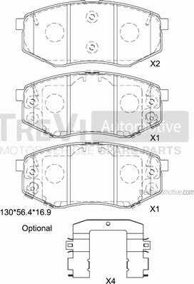 Trevi Automotive PF1491 - Bremžu uzliku kompl., Disku bremzes ps1.lv