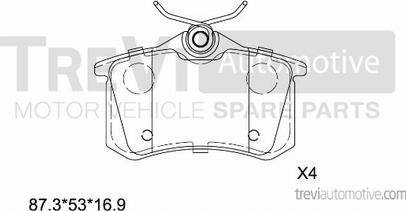 Trevi Automotive PF1440 - Bremžu uzliku kompl., Disku bremzes ps1.lv