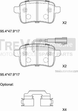 Trevi Automotive PF1450 - Bremžu uzliku kompl., Disku bremzes ps1.lv