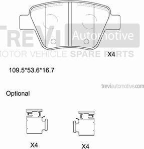 Trevi Automotive PF1451 - Bremžu uzliku kompl., Disku bremzes ps1.lv