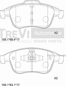 Trevi Automotive PF1404 - Bremžu uzliku kompl., Disku bremzes ps1.lv