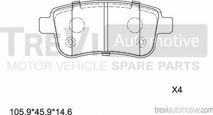 Trevi Automotive PF1405 - Bremžu uzliku kompl., Disku bremzes ps1.lv