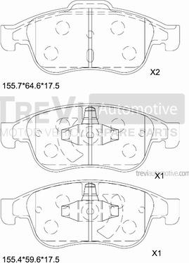 Trevi Automotive PF1403 - Bremžu uzliku kompl., Disku bremzes ps1.lv